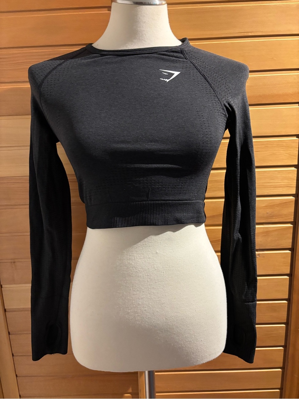 Gymshark Black Long-Sleeve Cropped Seamless Top